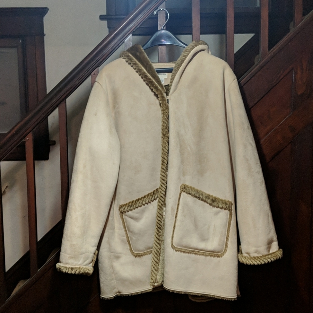 St John's Bay suede and faux fur coat